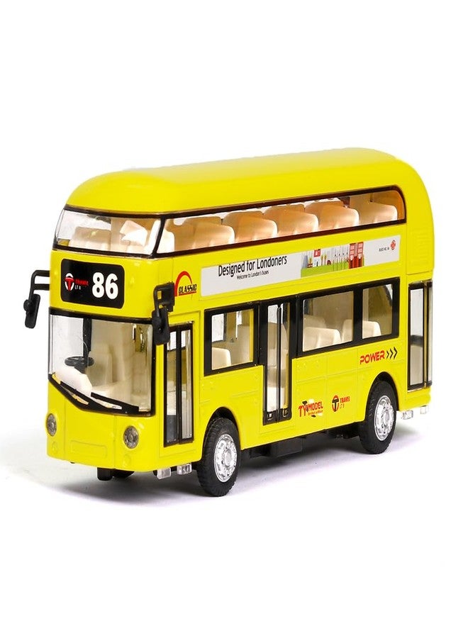 UKAXA London Bus Diecast Metal Bus Model Dubble Decker Toy Buses for Kids Pull Back Openable Door with Light Sound - Image 3